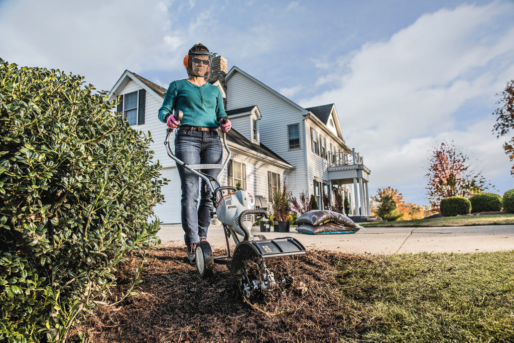 Stihl MM 56 C-E Yard Boss Cultivator with Wheel Kit