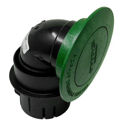 Emisor de drenaje desplegable con resorte NDS 430 con codo y adaptador para tuberías de drenaje de 3 y 4 pulgadas