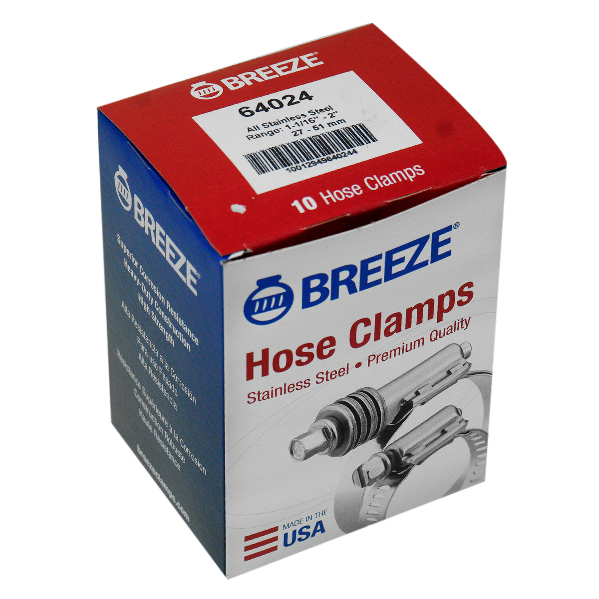 NDS 64024H Stainless Steel Hose Clamps (Worm Drive) 1/2 in. Band Width SAE 24