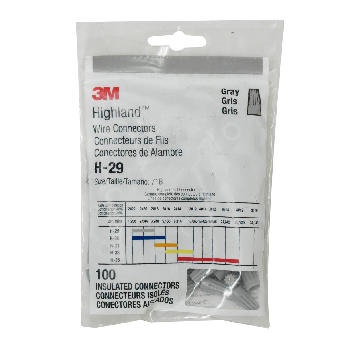 Paige 270303"G Wire Connector Type H-29 (Gray) [22-16 AWG]