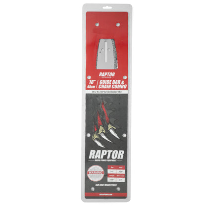 Motosierra Raptor RA18P325G058DL72 de 18 pulg. con barra y cadena