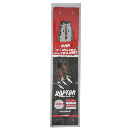 Motosierra Raptor RA18P38G058DL68 de 18 pulgadas con barra y cadena
