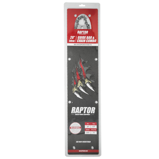 Barra y cadena de motosierra Raptor de 20 pulgadas para Stihl 3/8 .050 72 eslabones de transmisión