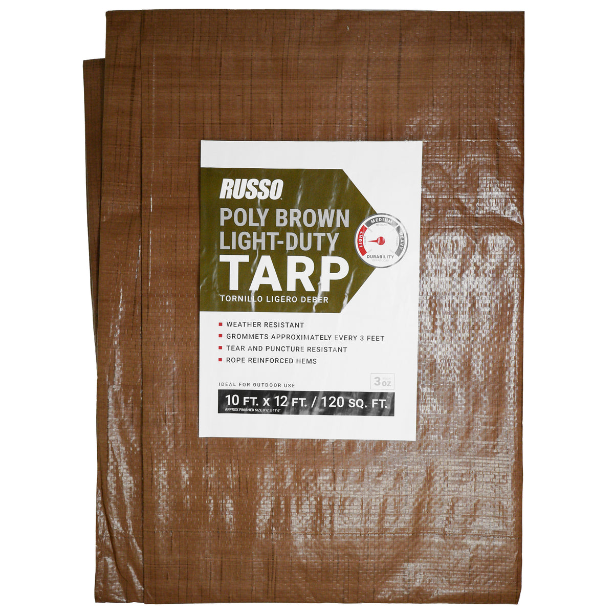 Russo 10 X 12 Light Duty Brown Tarp