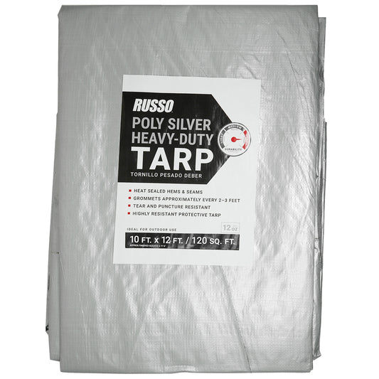 10X12 Light Duty Silver Poly Tarp 12 oz.