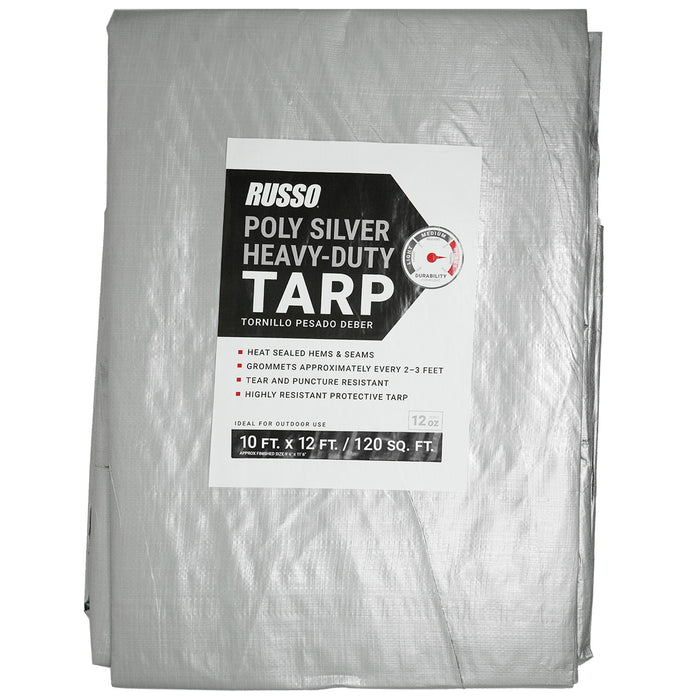 10X12 Light Duty Silver Poly Tarp 12 oz.