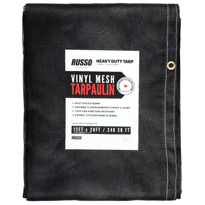 Lona de malla de vinilo negra resistente de 12 x 20 pulgadas