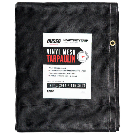 Lona de malla de vinilo negra resistente de 12 x 20 pulgadas