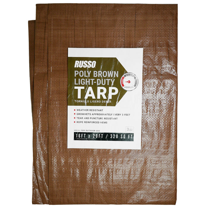 16X20 Poly Brown Tarp 3 oz.