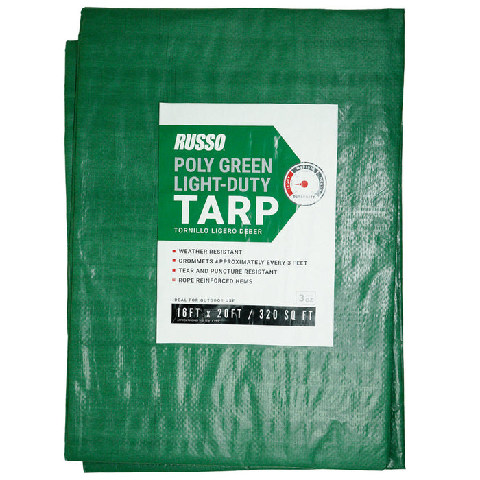 16X20 Poly Green Tarp 3 oz.