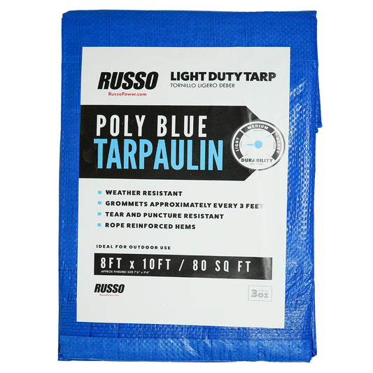 Lona de polietileno azul de alta resistencia de 8 x 10 pulgadas