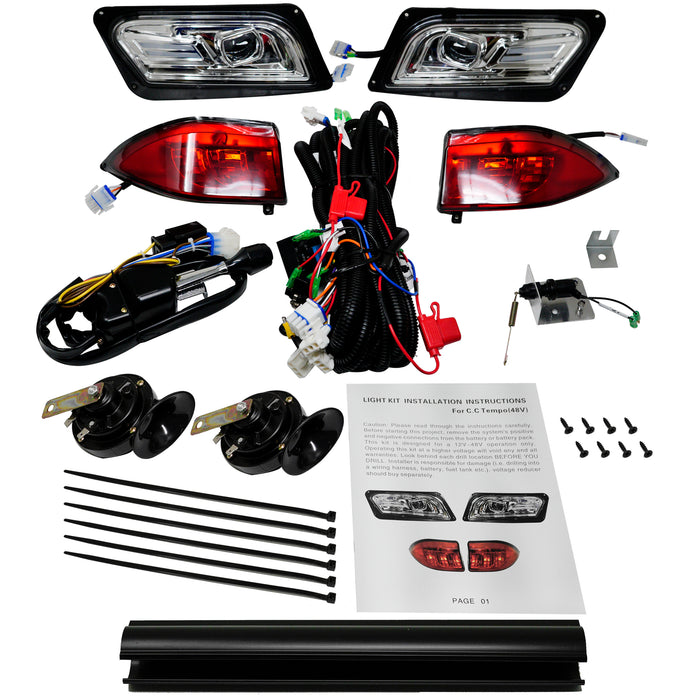 Deluxe Street Legal LED Light Kit for Club Car Tempo 12V-48V