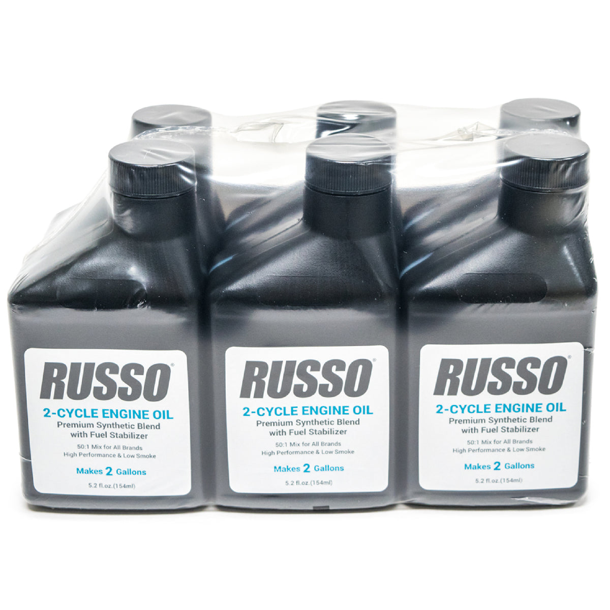 Aceite de motor Russo de 2 tiempos, mezcla 50:1, 2 galones, 5.2 oz - Paquete de 48