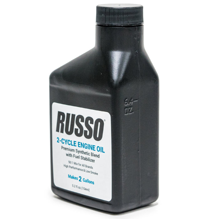 Aceite para motor Russo 50:1 Mix de 2 galones y 2 ciclos, 5.2 onzas, paquete de 48