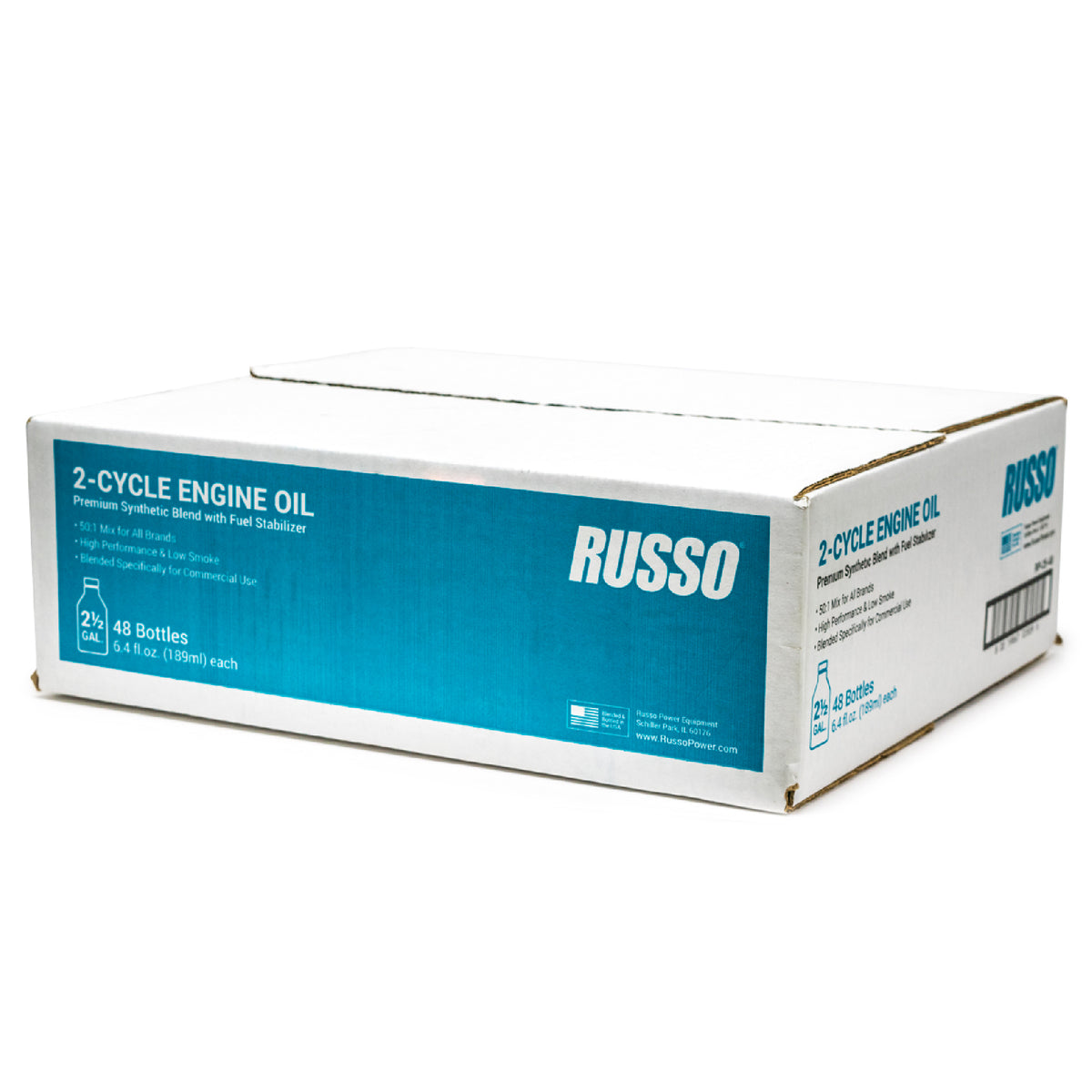 Russo 2 Cycle 50:1 Mix 2.5 Gallon Engine Oil 6.4 Oz. - 48 Pack