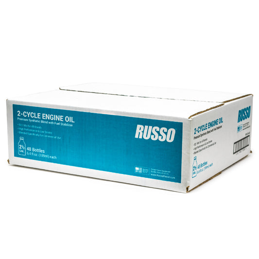 Russo 2 Cycle 50:1 Mix 2.5 Gallon Engine Oil 6.4 Oz. - 48 Pack