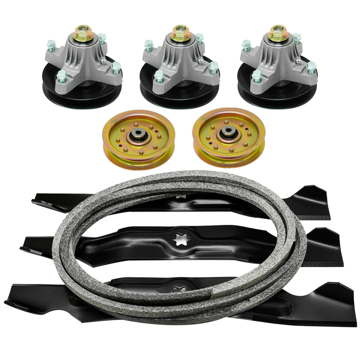 Kit de reconstrucción de la correa del husillo y la cubierta tensora de la cuchilla para Cub Cadet, MTD, Craftsman, Columbia, 50 pulgadas, LTX1050KH, PYT9000 y YT950KH