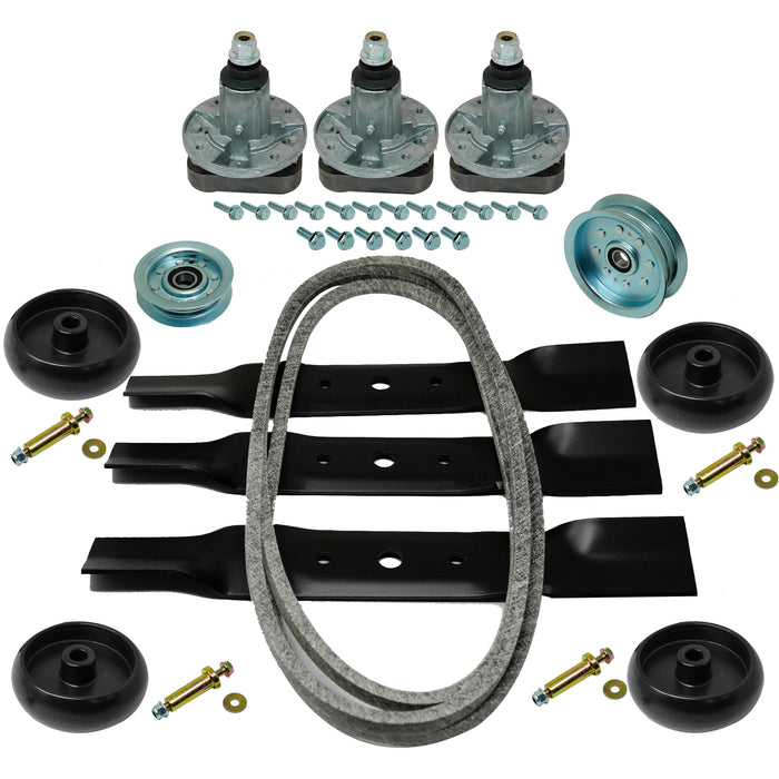 Deck Rebuild Kit Blade Spindle Idler Belt Wheel for John Deere 48 inch L120 L130 GX20305 GX20250 GX10168