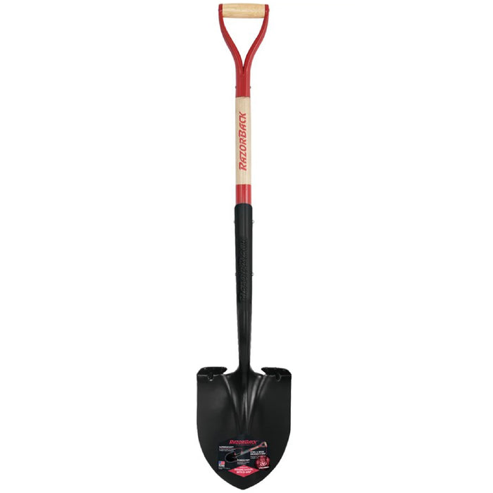 Razor-Back Round Point Shovel with Wood Handle and Steel D-Grip