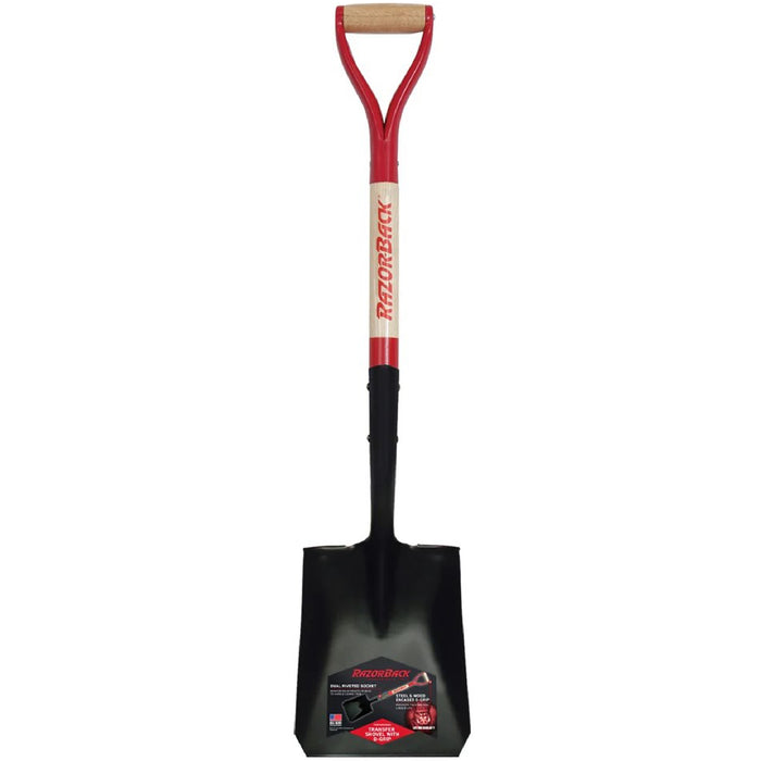 Razor-Back Square Point Shovel with Wood Handle and D-Grip