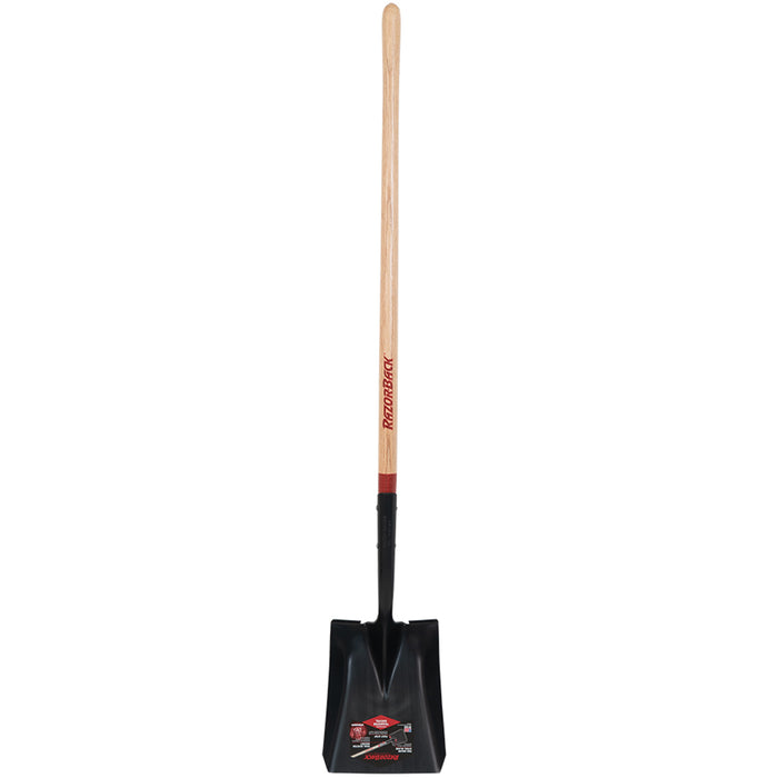 Razor-Back Square Point Shovel with Tab Socket and Forward Turned Step Wood Handle