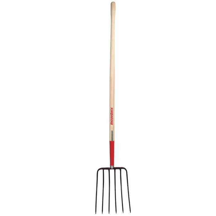 Razor-Back 6-Tine Manure Fork Forged with Wood Handle