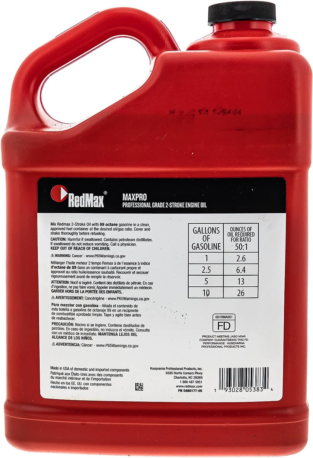 RedMax 598817705 Aceite MaxPro de 2 tiempos, mezcla 50:1, 1 galón