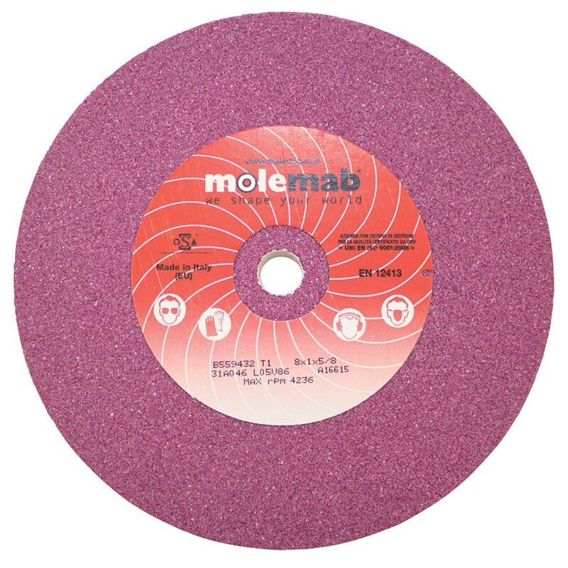 Muela abrasiva Stens 750045 de 8 pulg. x 1 pulg. x 5/8 pulg., grano 46, rubí