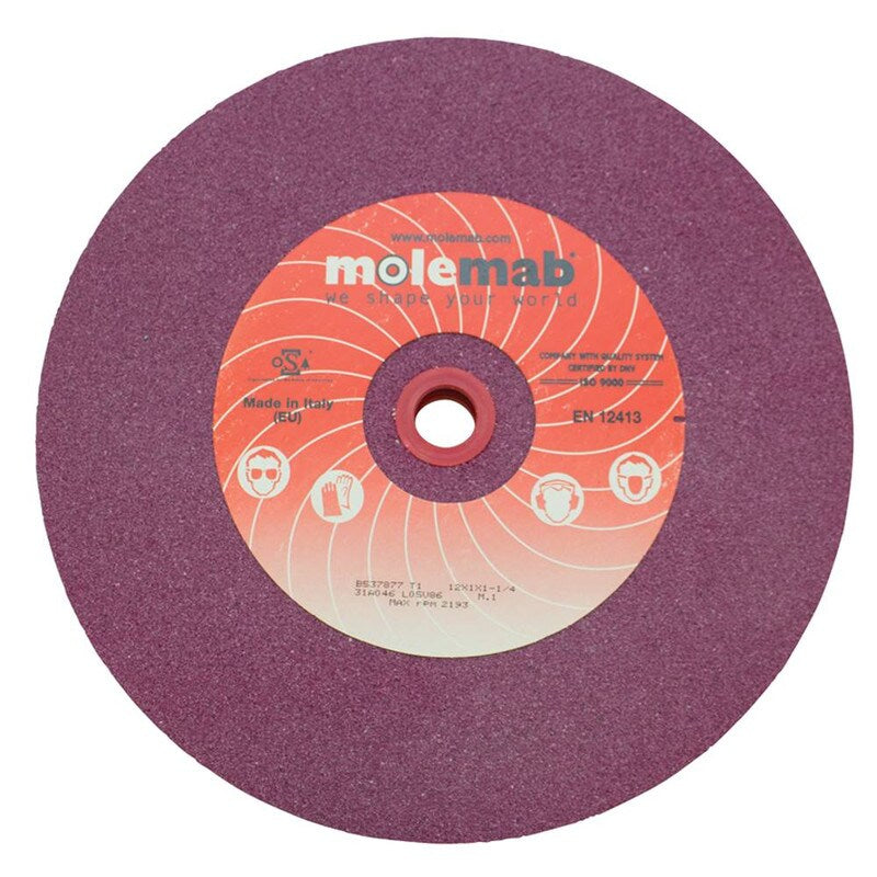 Muela abrasiva Stens 750102 de 12 pulg. x 1 pulg. x 1-1/4 pulg., grano 46, color rubí