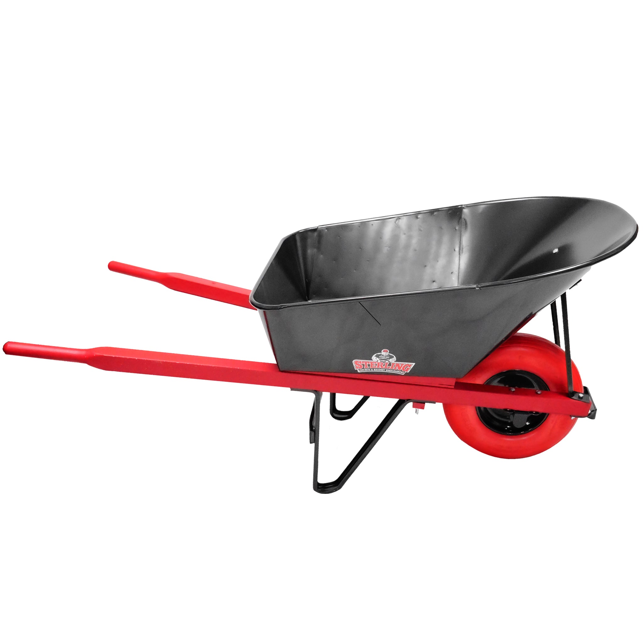 Sterling Steel Tray Wheelbarrow 6Cu. Ft. with Poly-U Flat Free Tire Red