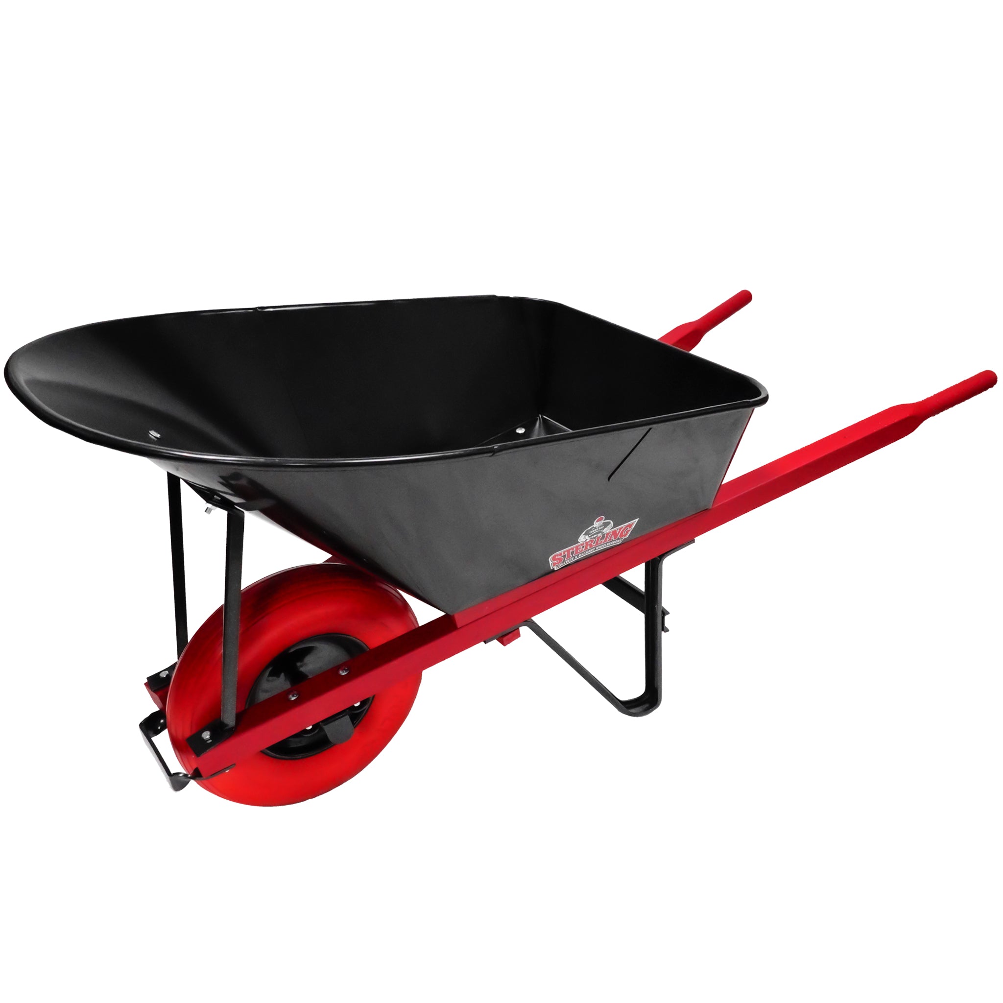 Sterling Steel Tray Wheelbarrow 6Cu. Ft. with Poly-U Flat Free Tire Red