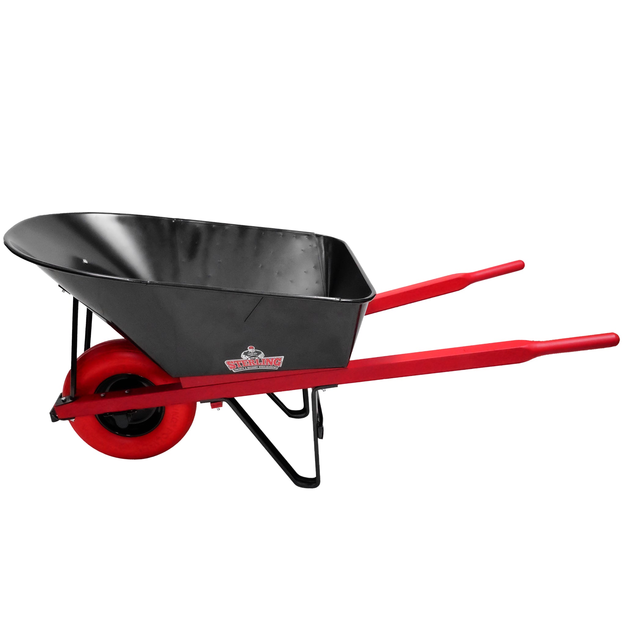 Sterling Steel Tray Wheelbarrow 6Cu. Ft. with Poly-U Flat Free Tire Red
