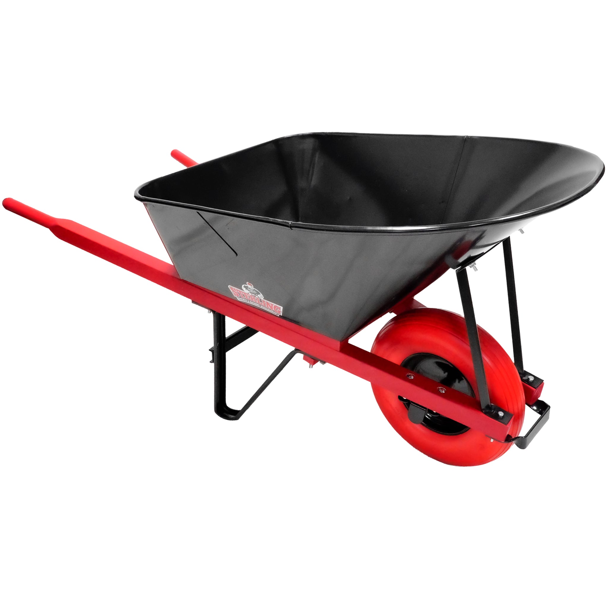 Sterling Steel Tray Wheelbarrow 7Cu. Ft. w/ Poly-U Flat Free Tire Red