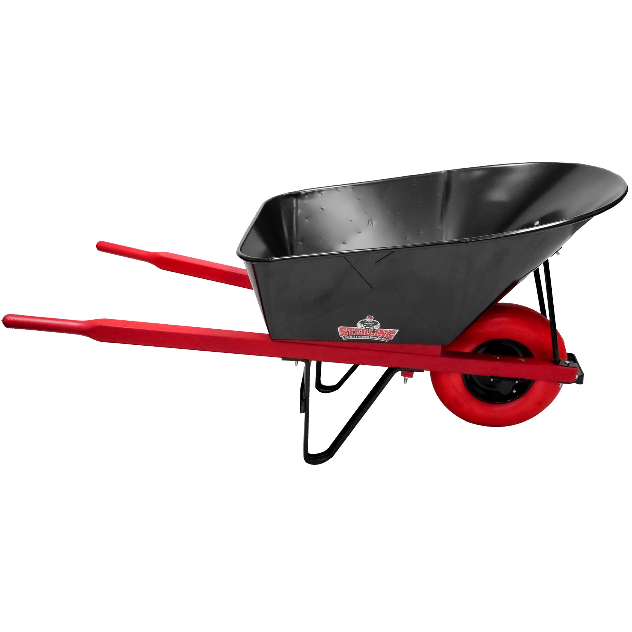 Sterling Steel Tray Wheelbarrow 7Cu. Ft. w/ Poly-U Flat Free Tire Red