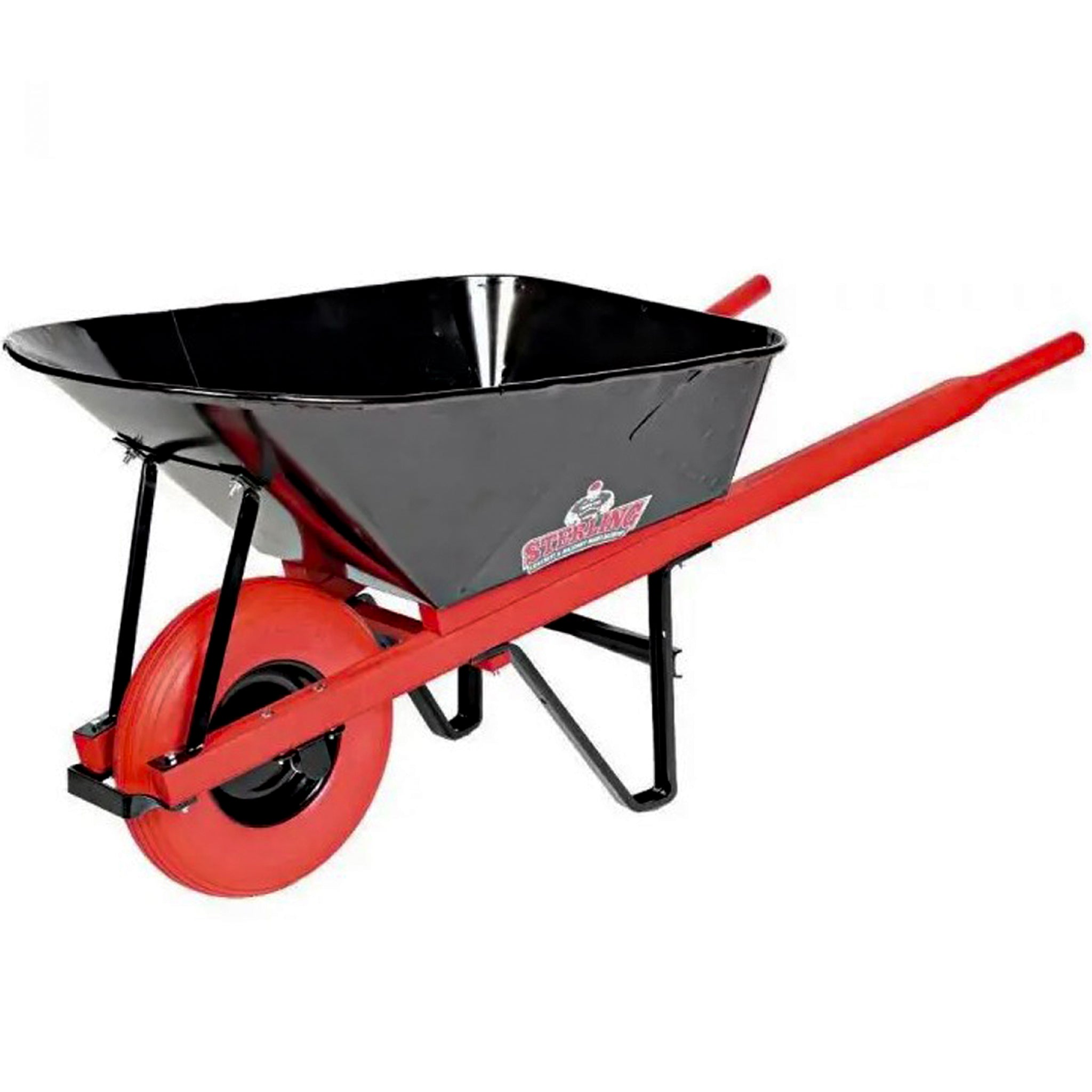 Sterling Steel Tray Wheelbarrow 7Cu. Ft. w/ Poly-U Flat Free Tire Red