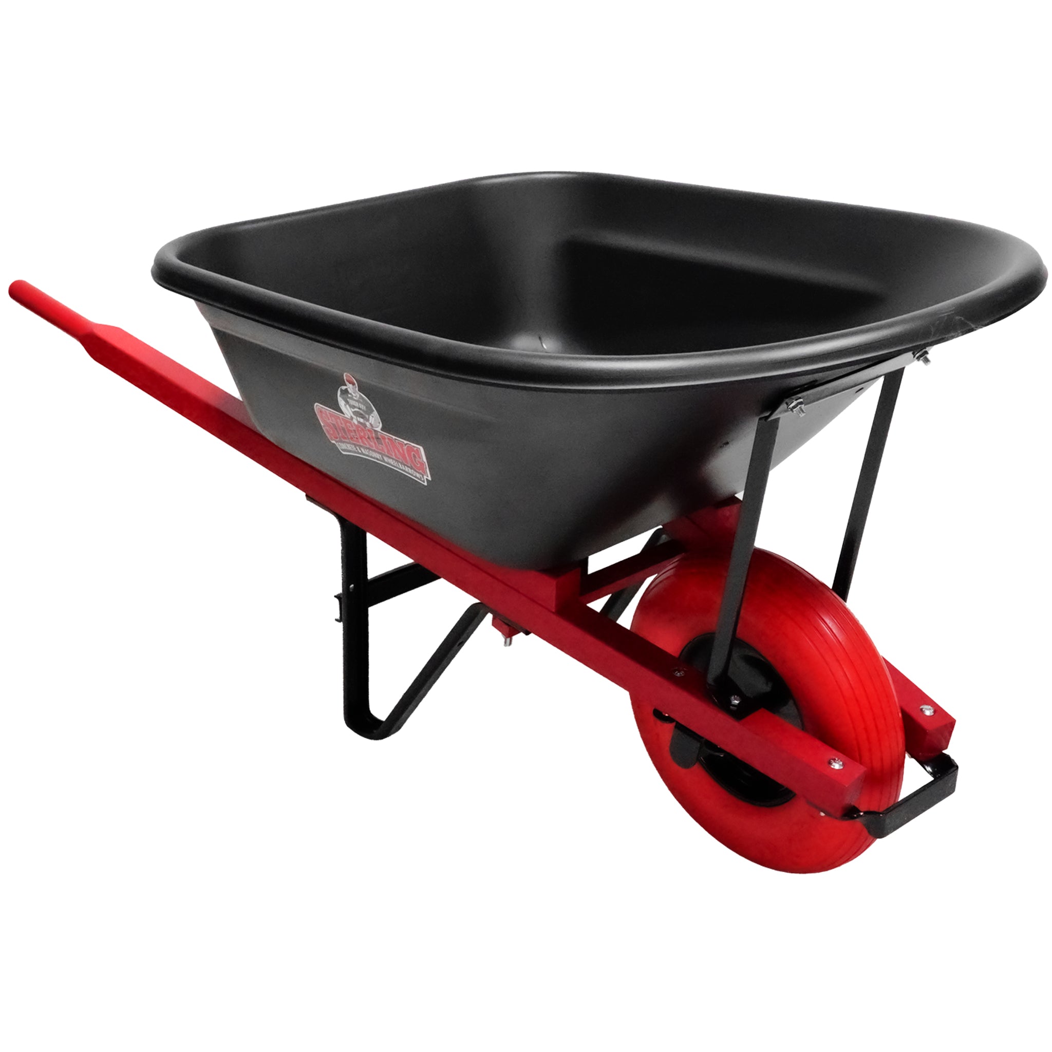 Sterling Poly Tray Wheelbarrow 6 Cu. Ft. w/ Poly-U Flat Free Tire Red