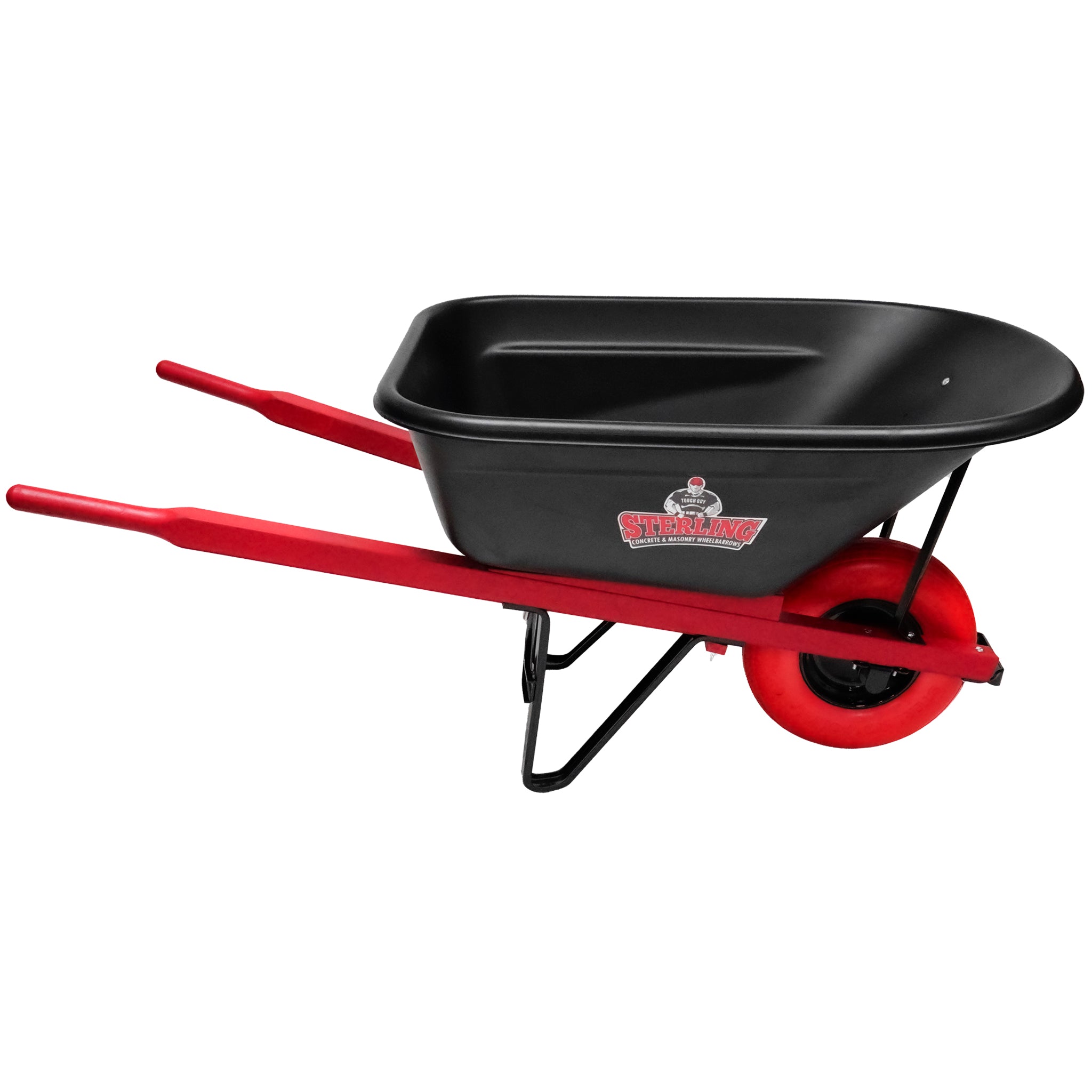 Sterling Poly Tray Wheelbarrow 6 Cu. Ft. w/ Poly-U Flat Free Tire Red