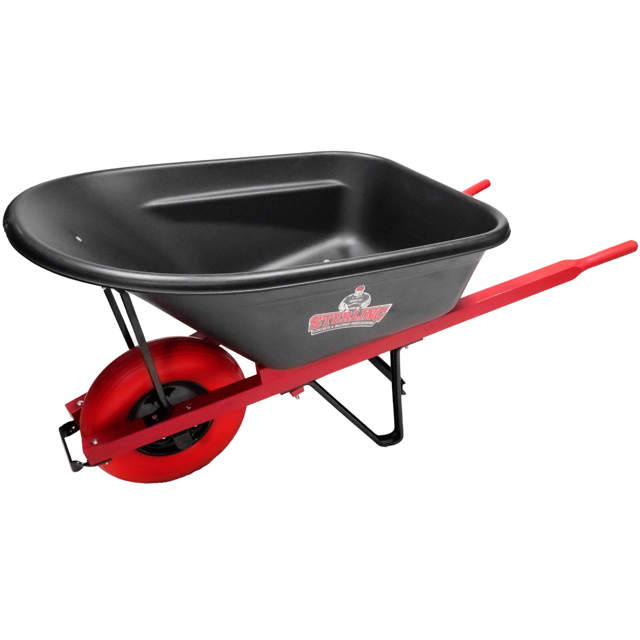 Sterling Poly Tray Wheelbarrow 6 Cu. Ft. w/ Poly-U Flat Free Tire Red