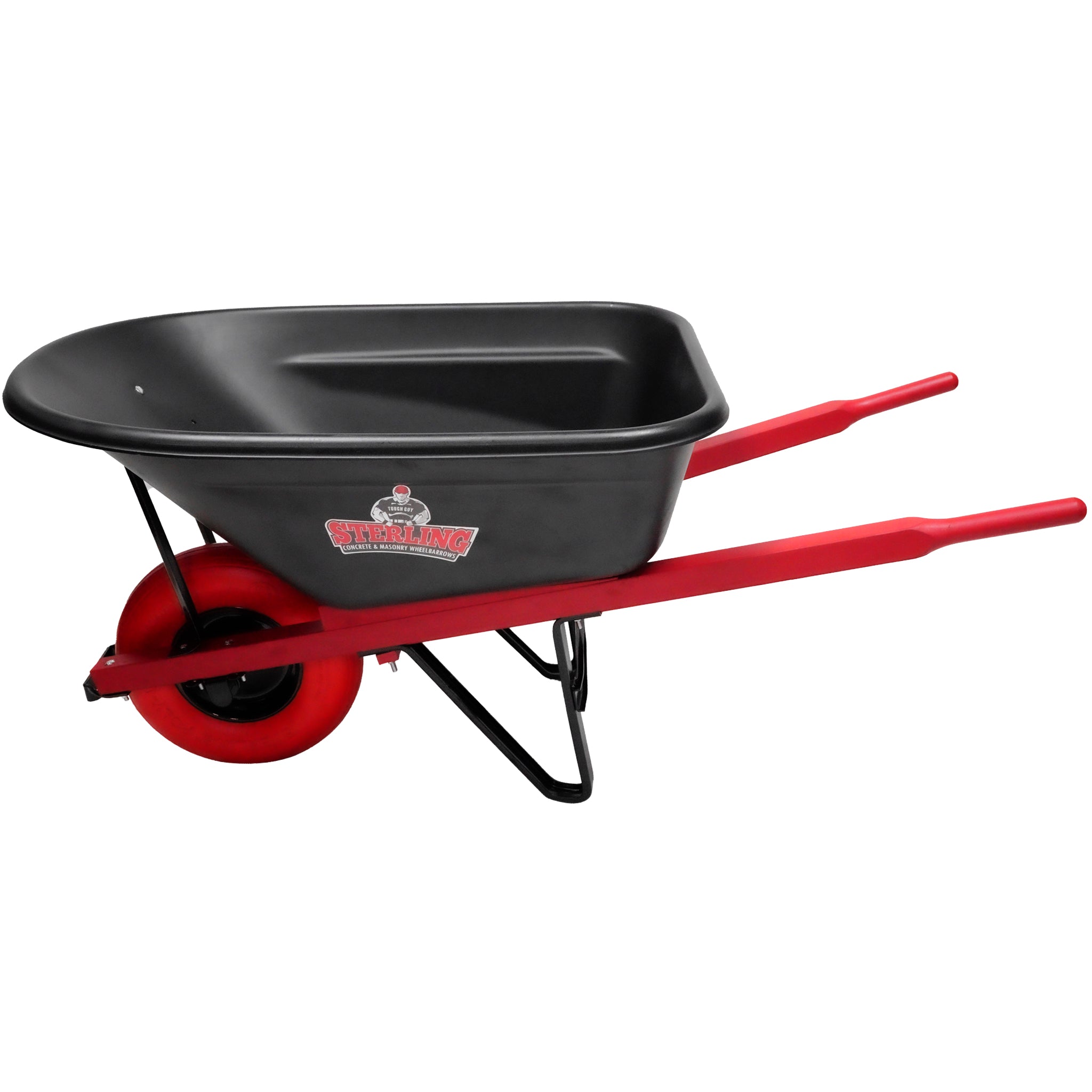 Sterling Poly Tray Wheelbarrow 6 Cu. Ft. w/ Poly-U Flat Free Tire Red