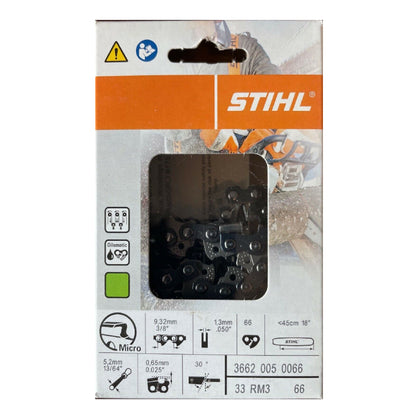 Stihl 3662 005 0066 Rapid Micro Chainsaw Chain 18 In. 33RM3