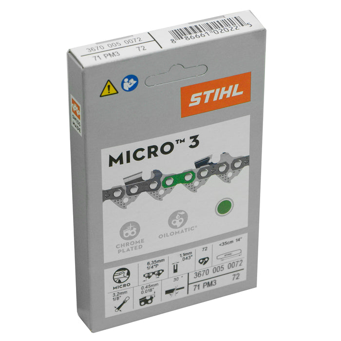 Stihl 3670 005 0072 Cadena de motosierra de 14 pulgadas. 71PM3