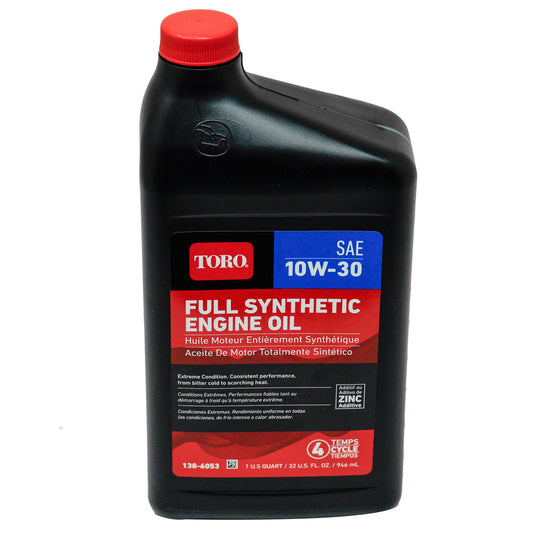 Aceite Toro 138-6053 totalmente sintético SAE30 10W30 32 oz.