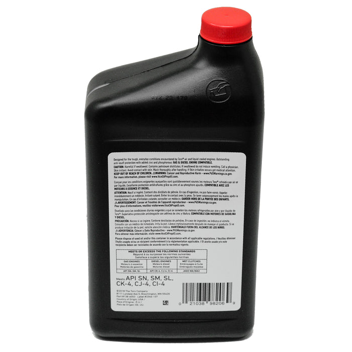 Aceite Toro totalmente sintético SAE30 10W30 32 oz.