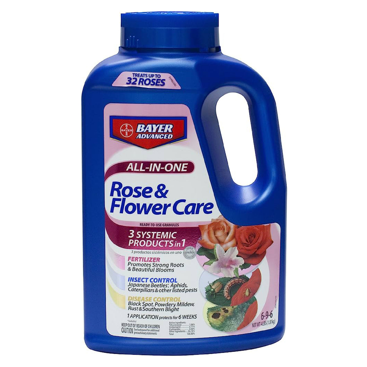Bayer BioAdvanced 130539 Cuidado Avanzado Todo en Uno para Rosas y Flores 4 LB