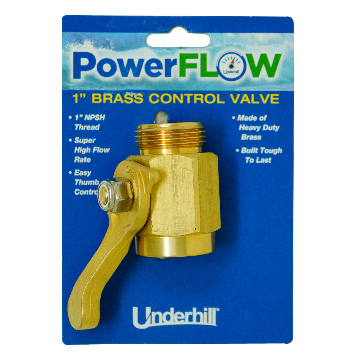 Underhill CV10H Brass PowerFlow Control Valve 1-inch NPSH Hose Thread