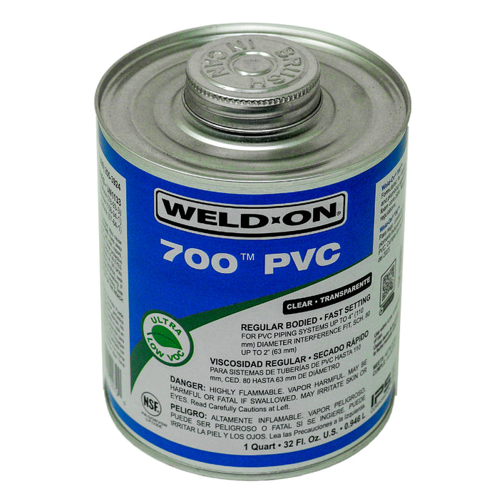 WeldOn 10079 700 CLR QT CEMENTO PARA PVC Hasta 4" Cuerpo regular