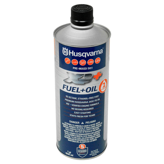 Combustible premezclado de 2 tiempos Husqvarna 584309701 XP+ 50:1 sin etanol, 1 cuarto de galón