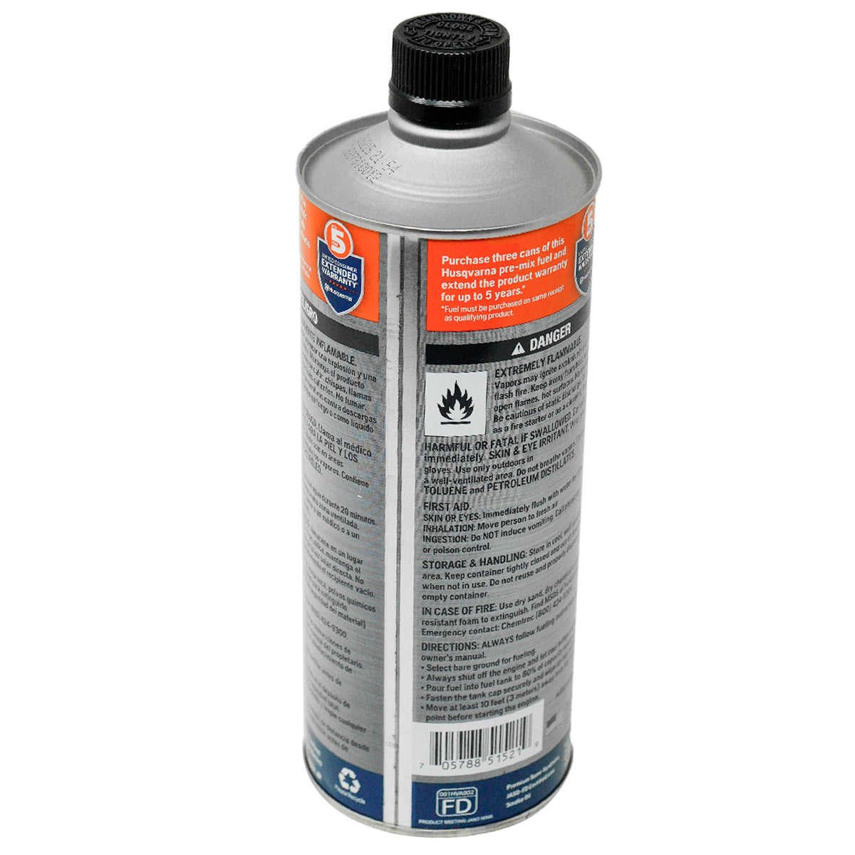 Combustible premezclado de 2 tiempos Husqvarna 584309701 XP+ 50:1 sin etanol, 1 cuarto de galón