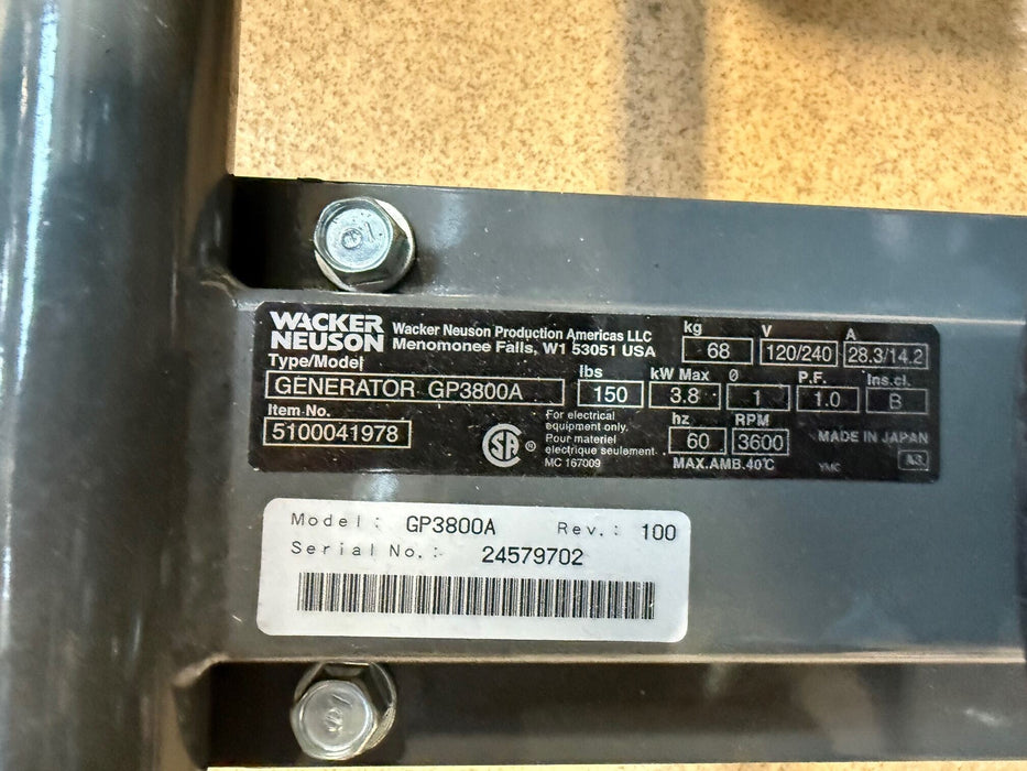Generador Wacker Neuson GP3800A