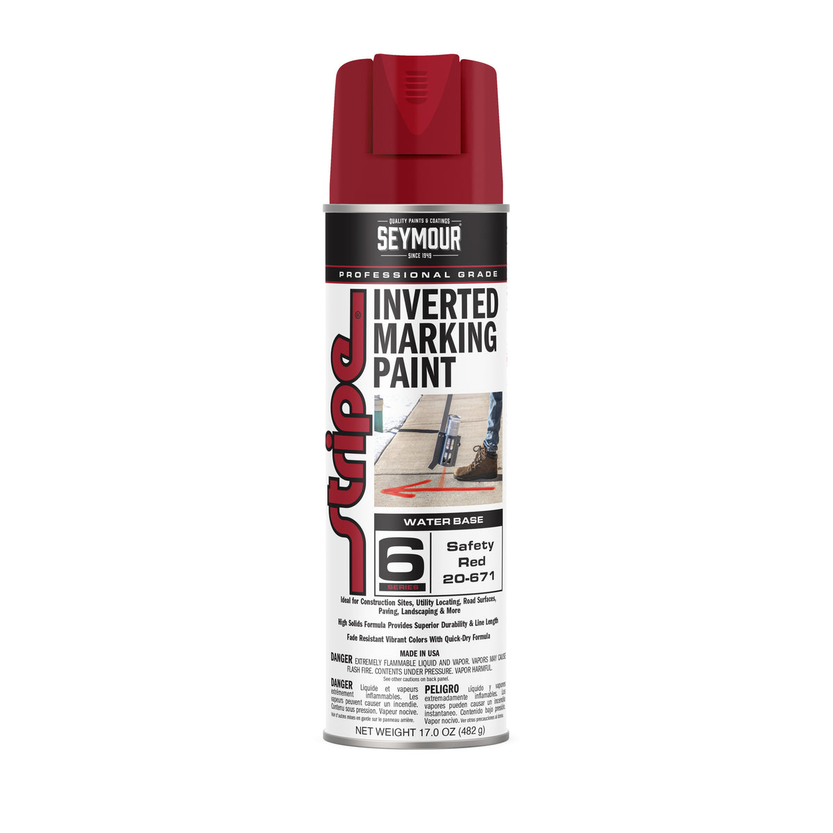 Seymour 20-671 Stripe Inverted Marking Paint 17 Oz. - Safety Red